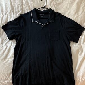 Todd Snyder Black Polo Shirt with White Trim